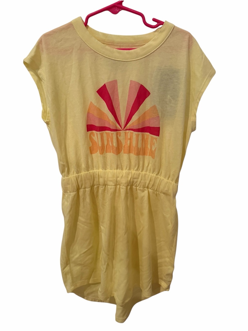 Chaser Girls Yellow Sunshine Retro Print Cinched Waist Dress Size 6 NWT